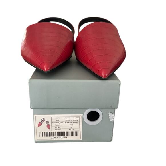 NIB! C.Paravano Slingback Flats in Red - Size EU 42 / US 11.5 - Picture 6 of 10